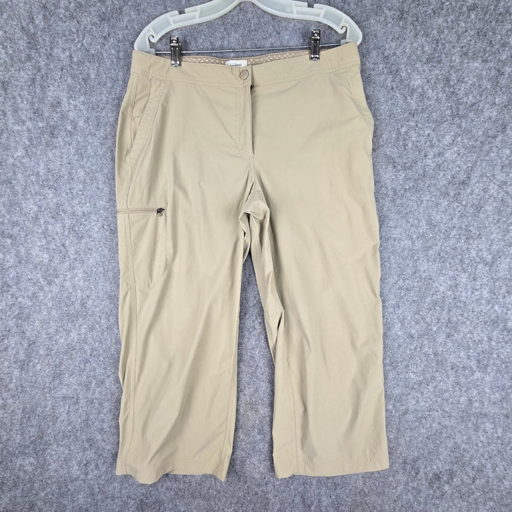 LL Bean Vista Camp Capri Pants Womens 12 Reg Khaki Tan Hiking Outdoor Stretch